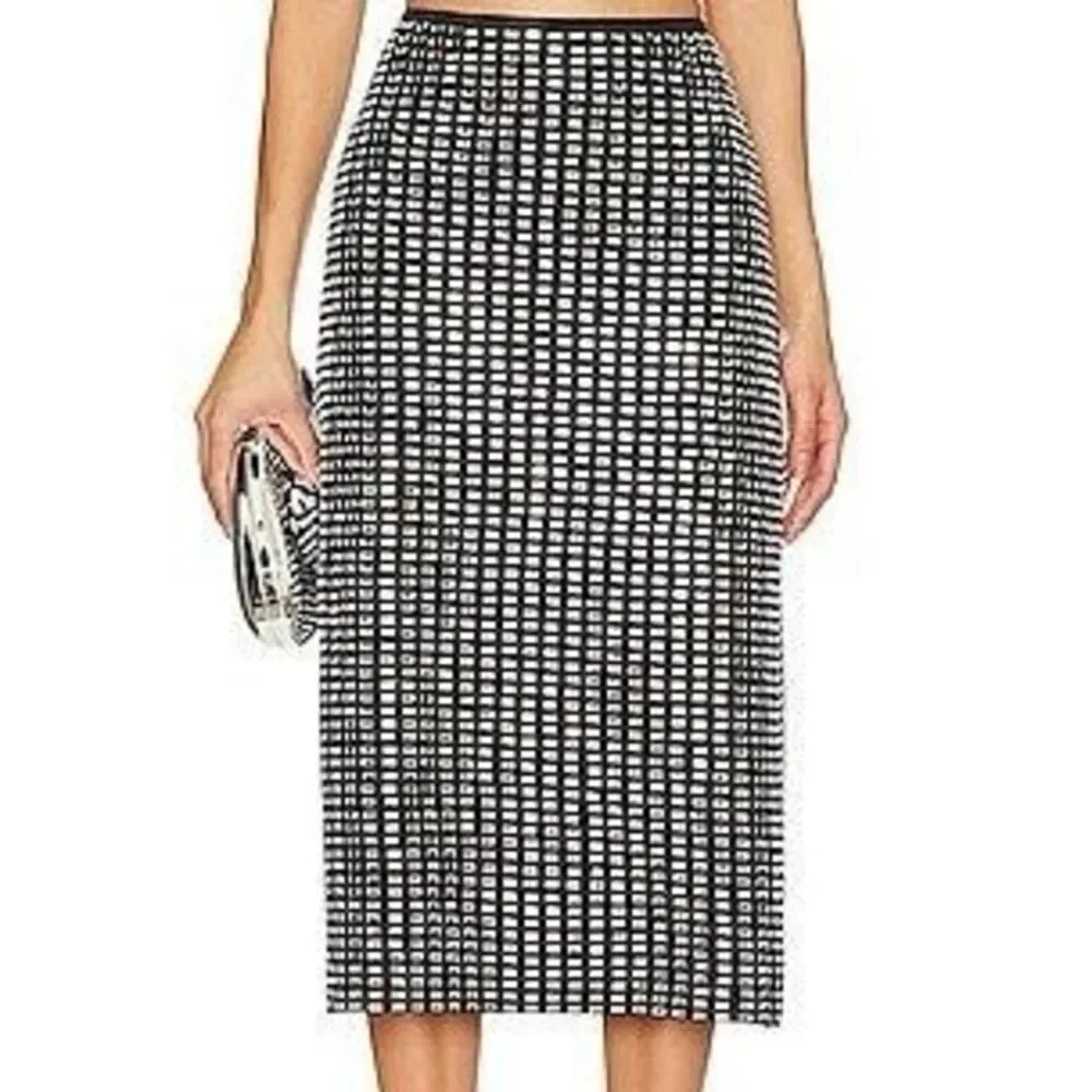NWT WeWoreWhat Black Geo Crystal Midi Skirt. Size S